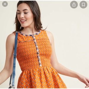ModCloth Orange Uplifting Idea Sleeveless Tank Orange Size Medium